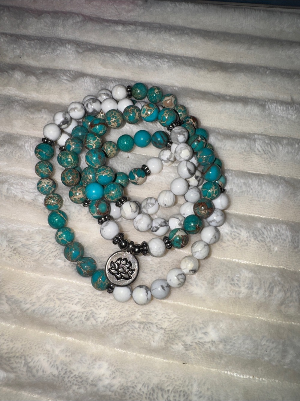 Howlite Turquoise Mala Bracelet/ Necklace